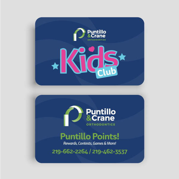 Puntillo and Crane Orthodontics, Reward system for children, Kids Club card for Puntillo Points.